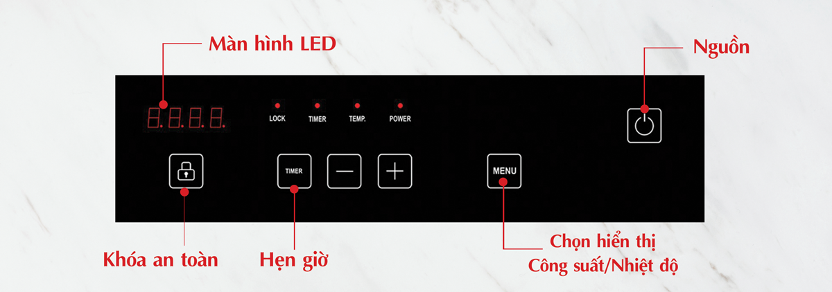bảng điều khiển bếp từ chef's eh-dih2000A