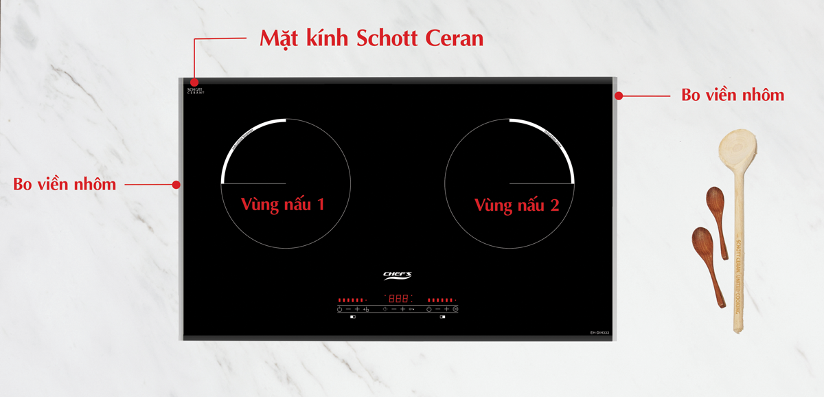 bếp từ chef's eh-dih333 dùng kính schott ceran