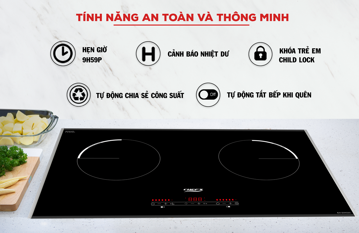tính năng thông minh trên bếp chef's eh-dih333